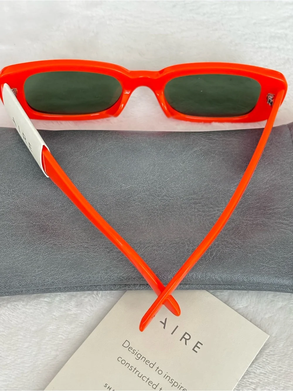 AIRE Ceres Neon Orange Unisex Rectangular Sunglasses--NWT